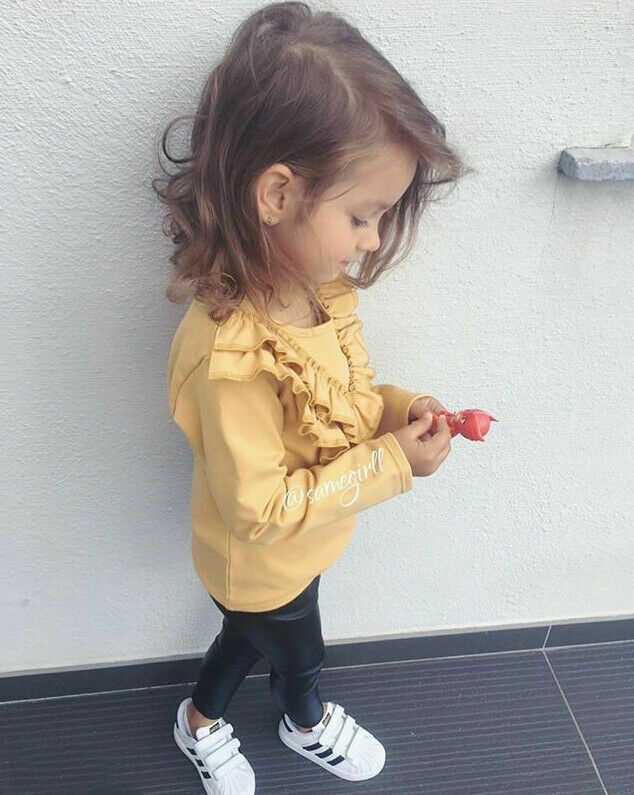 Uk baby flickor bomull långärmad t-shirt 0-5 år barn kläder blus toppar