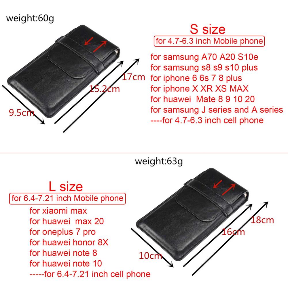 Ultrathin Men&#39;s Universal phone Bag for Xiaomi Max Retro Waist Pouch for iphone XR Huawei mate 20 X Case Fit For All Phone Model