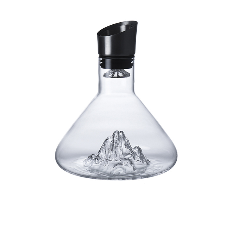 1.5L Iceberg Decanters Built-in Aerator Pourer Wine Decanter Carafe Red Wine Decanter Hand-blown Crystal Glass Wine Accessories: Chocolate
