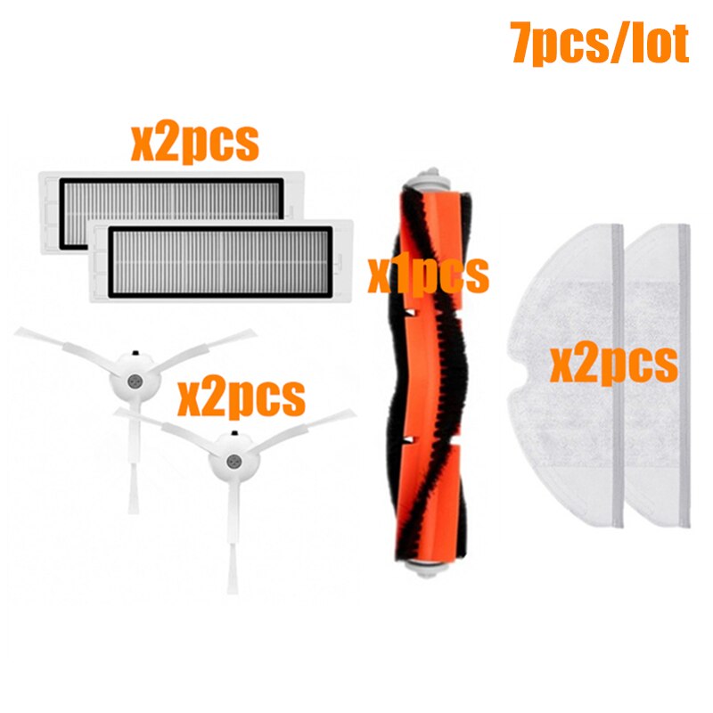 Rolo de escova lateral, filtro hepa, adequado para robô xiaomi 1s roborock s50 s51 s55 s5 s6 xiaowa, kits de peças de reposição para limpeza: vinho