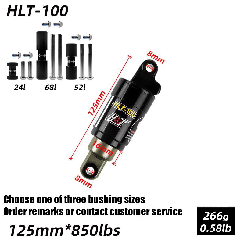 HLT-100 Bicycle Rear Shocks Fastace 125/150/165/185mm 850/1000 lbs Aluminum Alloy Oil Spring Shock for e-bike Snow Mountain Bike: 125mm 850lbs