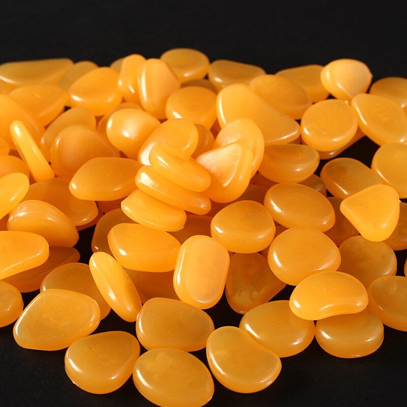 100Pcs Fluorescent Resin Stone Garden Decoration Glowing Garden Pebbles In The Dark Garden Courtyard Lawn Luminous Stone: orange