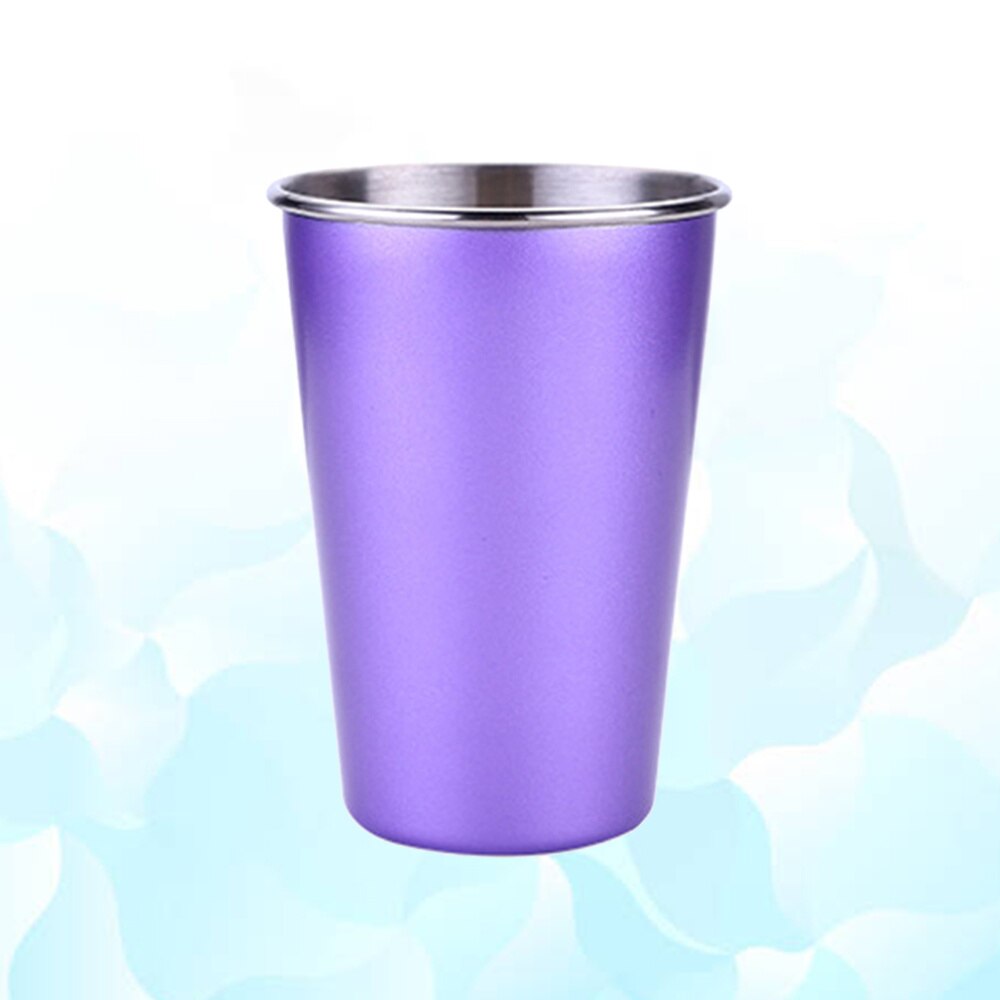 Stainless Steel Beer Cup Premium Durable Drinking Tumbler Coffee Tea Cup (Nordic Silver, Lid): Purple Silver