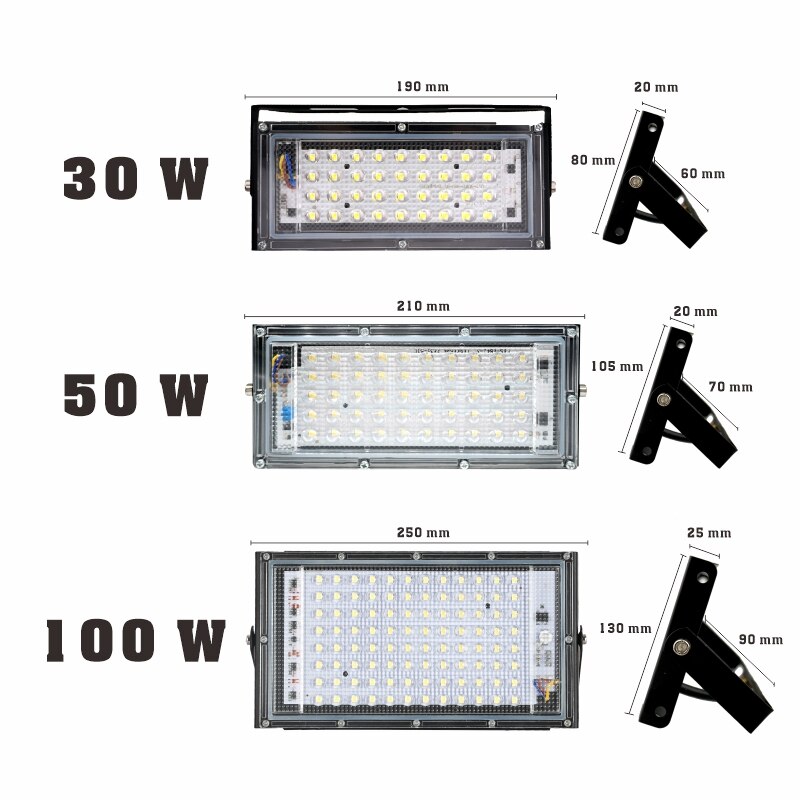 Led spotlight  ac220v utomhus strålkastare spotlight  ip65 vattentät 30w 50w 100w led gatlykta landskapsljus