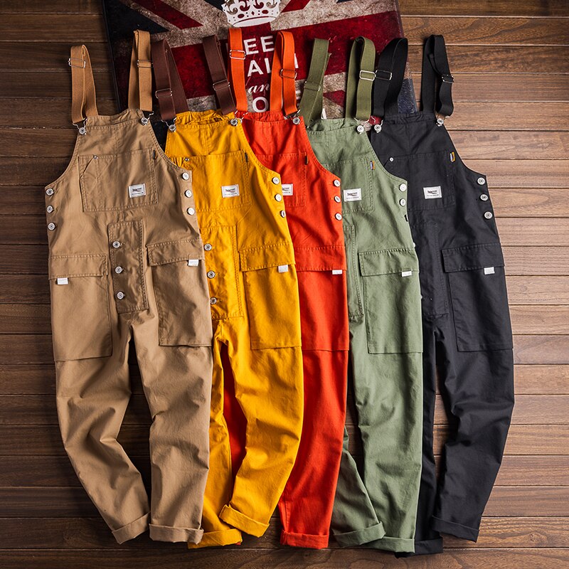Europe, Japan and Korea street style jumpsuit men's casual retro overalls trend overalls