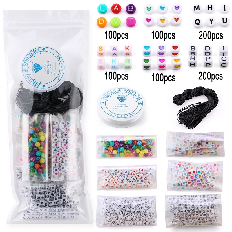 800 Stks/partij Gemengde Brief Kralen Alfabet Kralen Ronde Acryl Letter Kralen Voor Diy Sieraden Maken Handwerk Kinderen: set 2