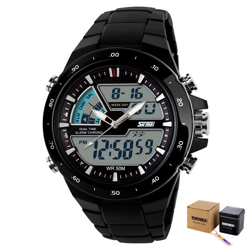 SKMEI – montre à Quartz pour hommes, double affichage, plusieurs fuseaux horaires, calendrier, Sport, étanche, 1016