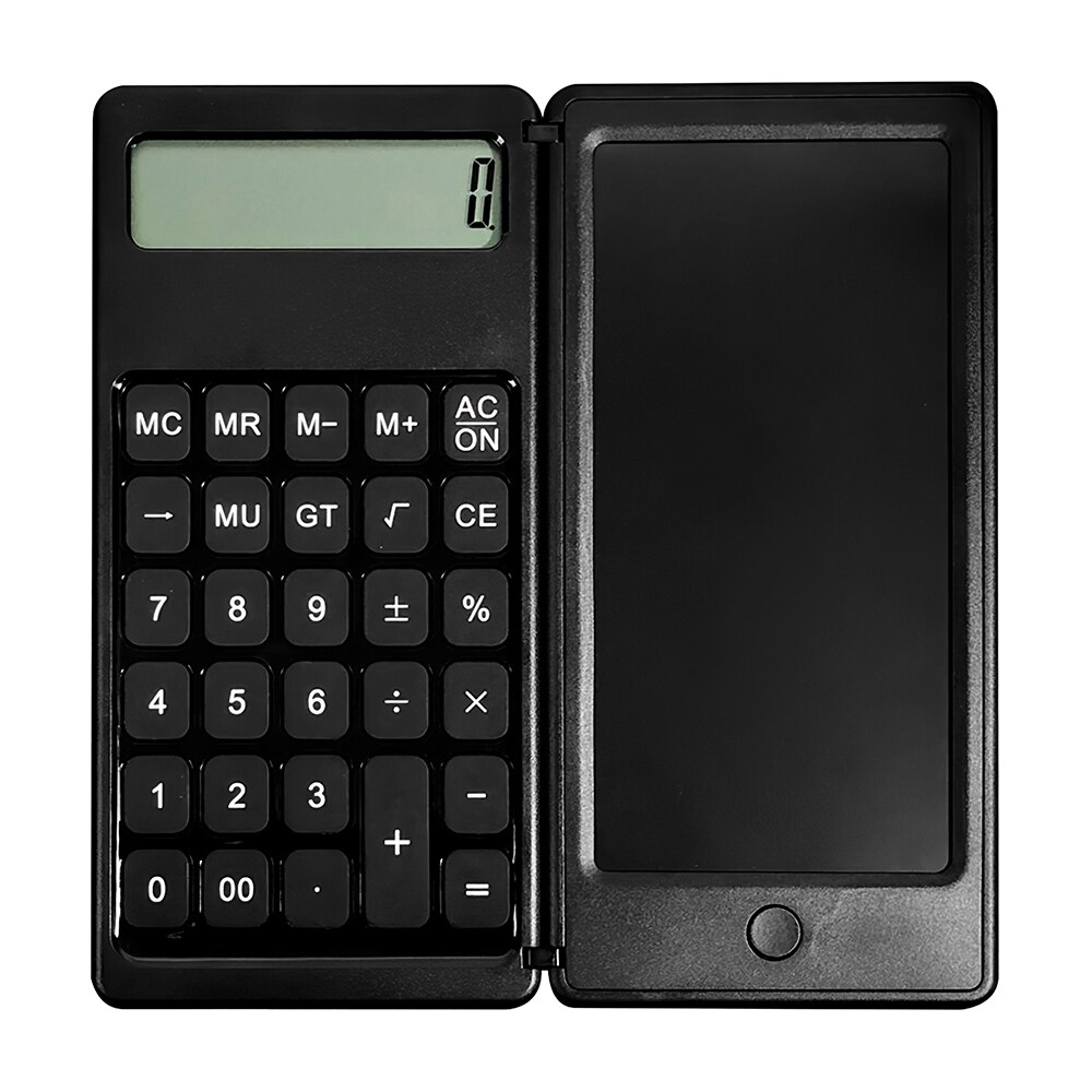 Spash faltbarer taschenrechner, tragbarer 12- stelliger taschenrechner mit 6- zoll-lcd-schreibtablett, zeichenfläche, stift und radierfunktion: Schwarz