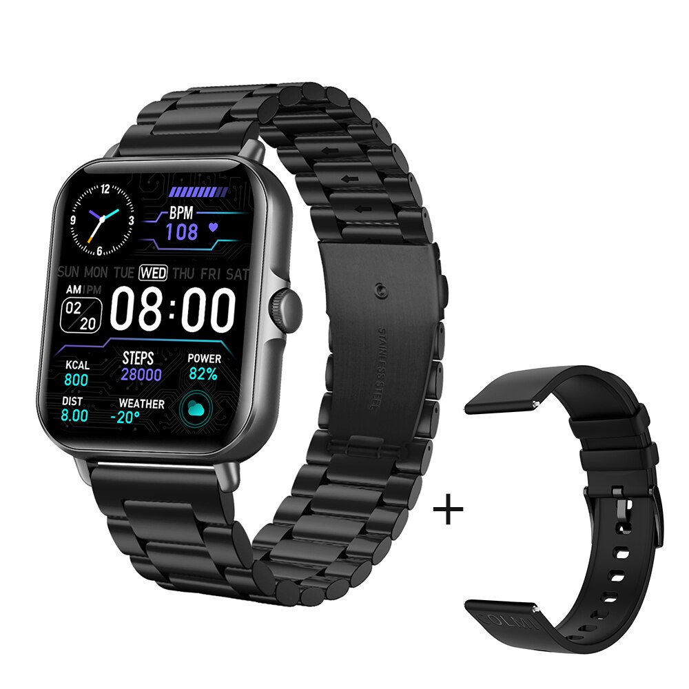 Colmi 2022 P28 Plus Bluetooth Antwoord Gesprek Smartwatch Mannen IP67 Waterdicht Dial Call Full Touch Smart Horloge Vrouwen GTS3 gts 3: Black Steel