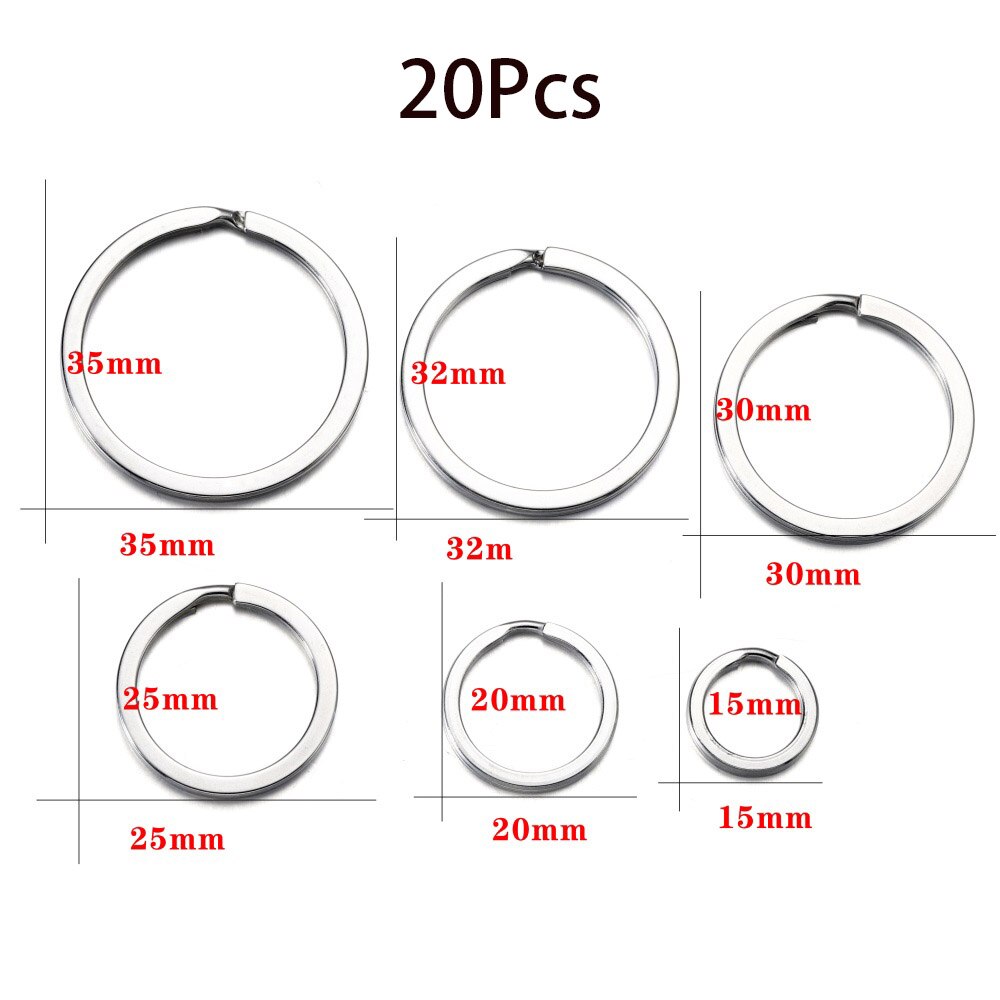 10/20Pcs 15-35Mm Rvs Sleutelhanger Ring Split Ring Sleutelhanger Key Holder Ringen Voor Diy sleutelhanger Sieraden Maken Accessoires: 2 x 20mm / 20Pcs