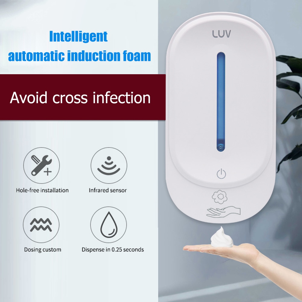 Household Cloeaning Tools Devices 350ml Smart Automatic Foam Dispenser Wall Mounted Induction Hand Washing Device
