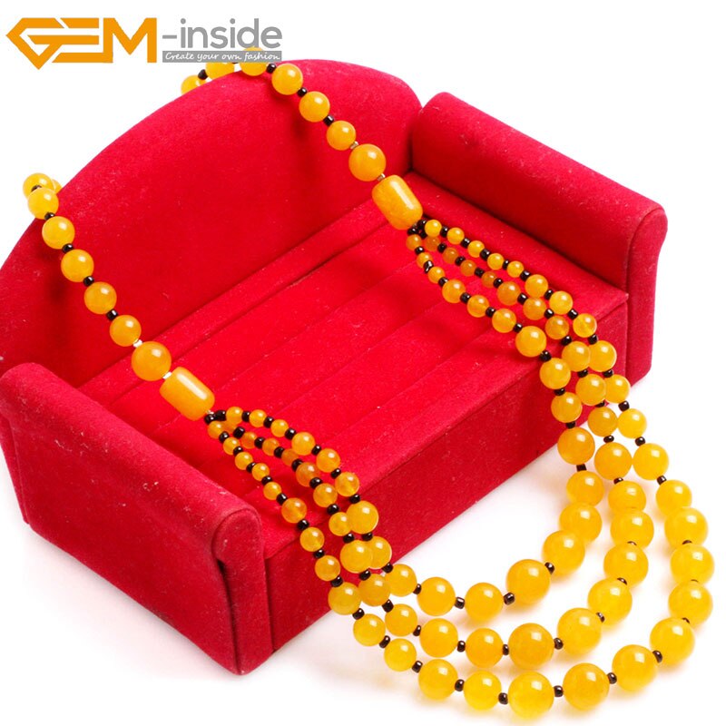 Handmade 8-12mm Beaded Stone Necklace Jewelry 19 inch DIY Long Necklace Jewelry For Women