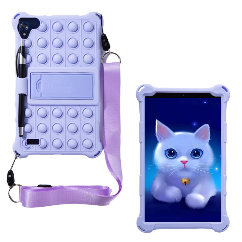 For Samsung Galaxy Tab A 8.0 T290 T295 T297 Case Soft Push Bubble Silicon Kids Tablet Cover for SM-T290 SM-T295 Kickstand Case: Shoulder Purple