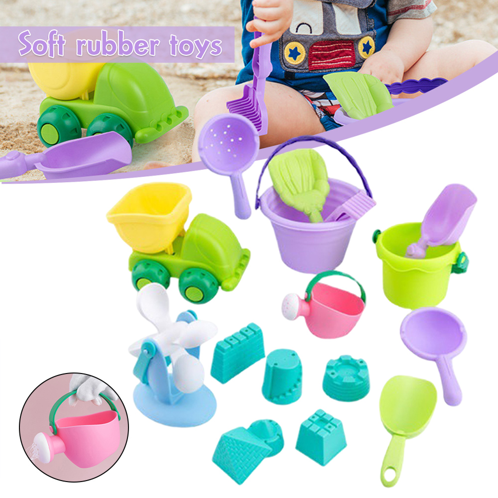 Children Beach Toys Set Sand Digging Tools Portable Beach Bucket Sand Water Toys Shower Toy Great Reusable SEC88