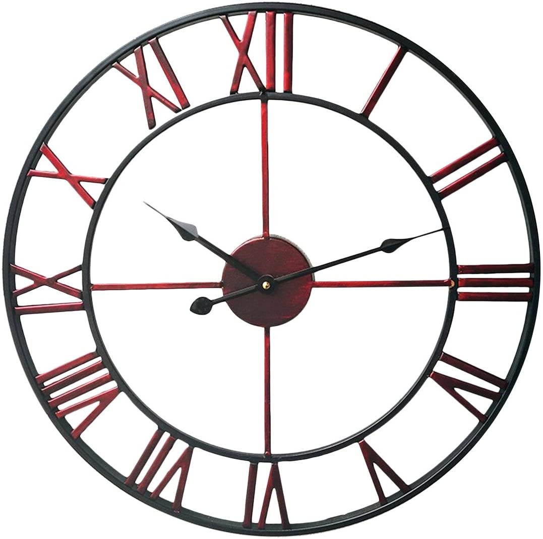 Large 47CM Classic Vintage look Cast Iron Wrought Garden Wall Mounted Clock
