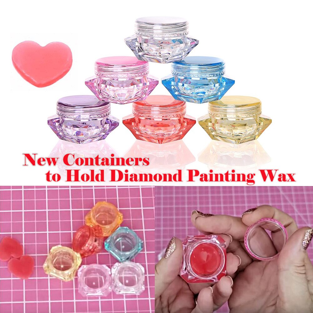 Container to Hold Diamond Painting Wax 3g 5g Empty Diamond Shape Bottles Clear Pot Jar DIY Clay Mud Organizer