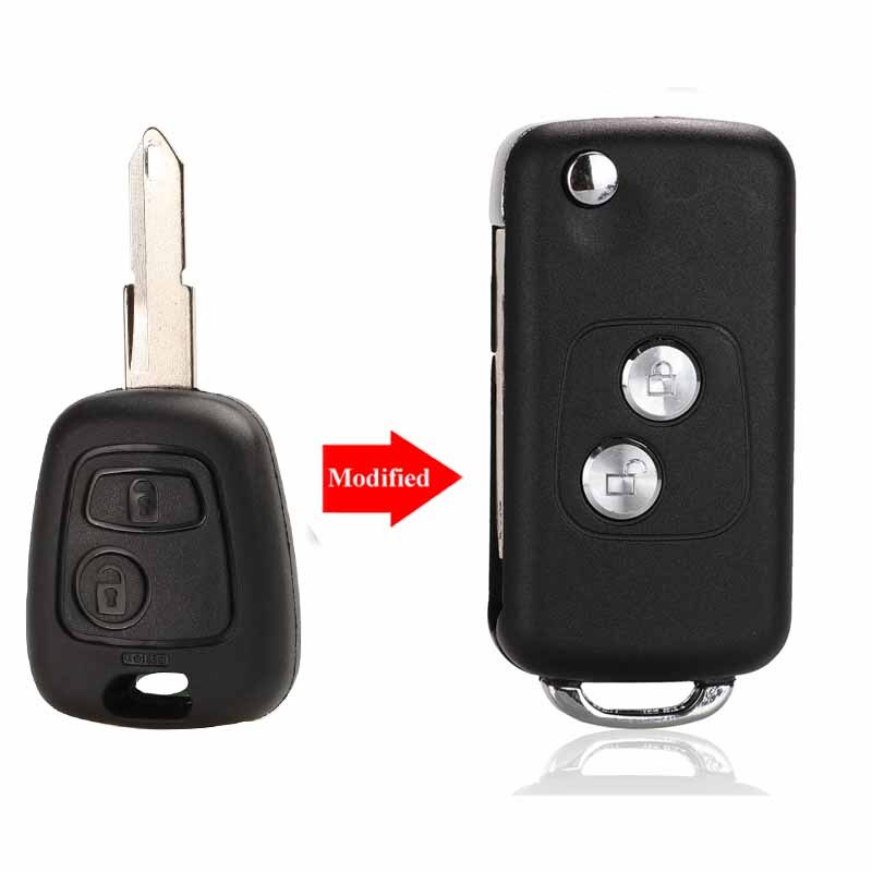 Jingyuqin 2 knappar modifierad flip bil nyckelfodral tom skal för citroen  c1 c2 c3 xsara picasso för peugeot 206 306 307 406: Ne73 / För peugeot