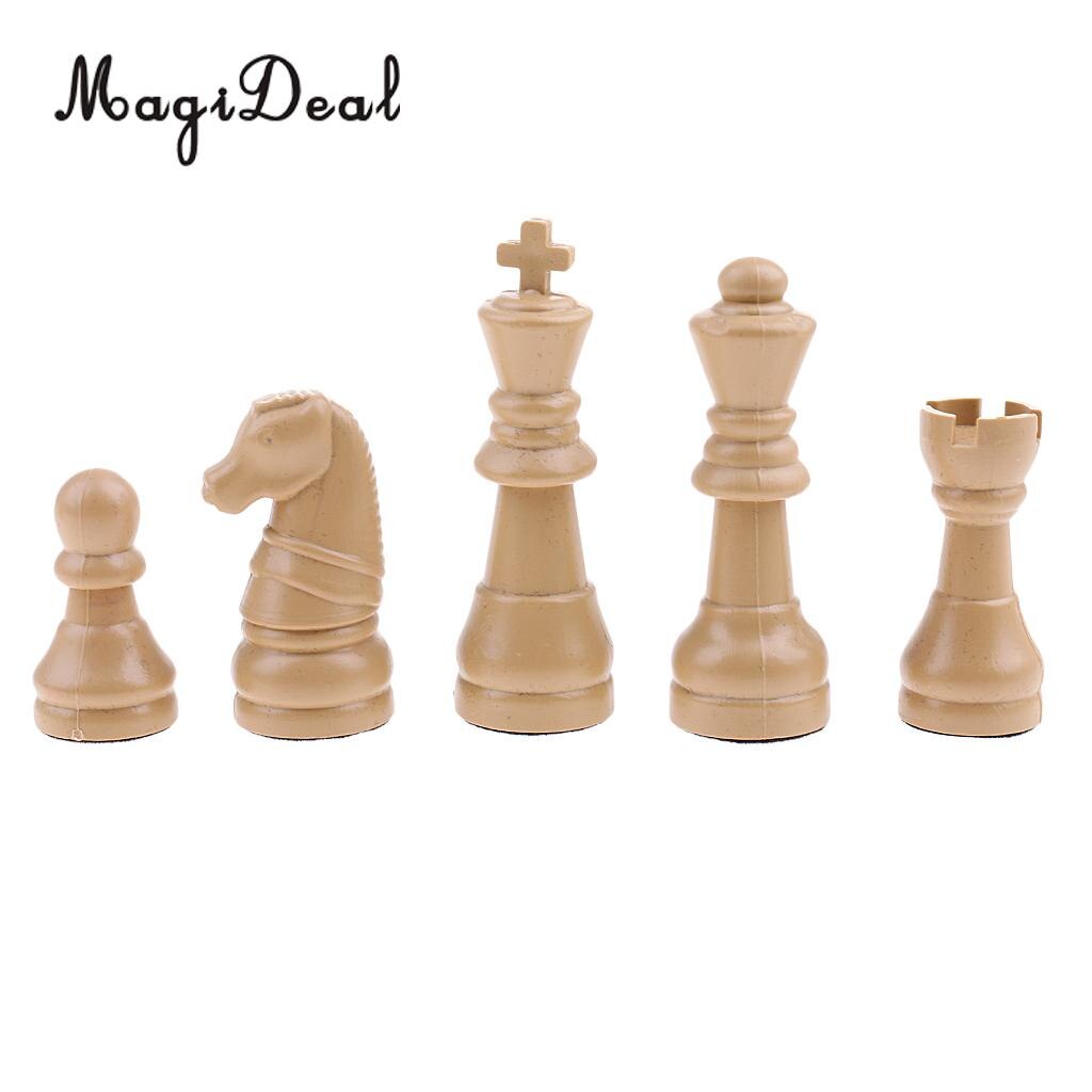 MagiDeal 16 Pieces Replacement Plastic Chess Pieces/Chessman Set beige Birthday Party Supplies International Chess Set