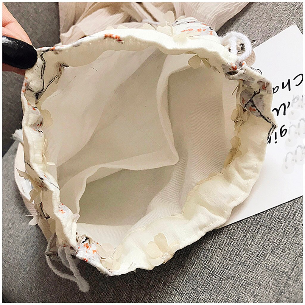 Retro Embroidery Crossbody Bag Luxury Handbags Women Bags Lace Drawstring Bucket Bag Drawstring Small Shoulder Bag #20