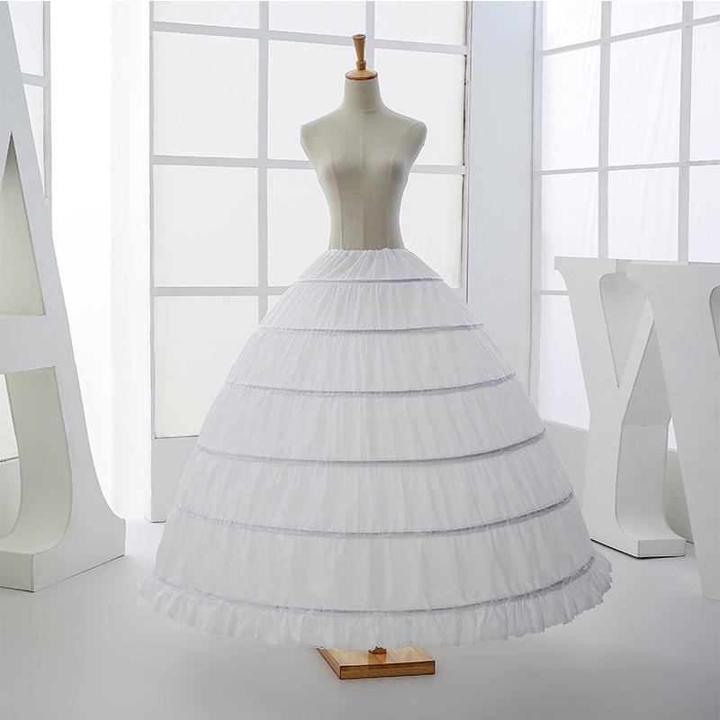 6 Hoops Petticoat Jupon Crinoline Underskirt Slips Make Dress Puffy Quince Bridal Ball Gown Accessories
