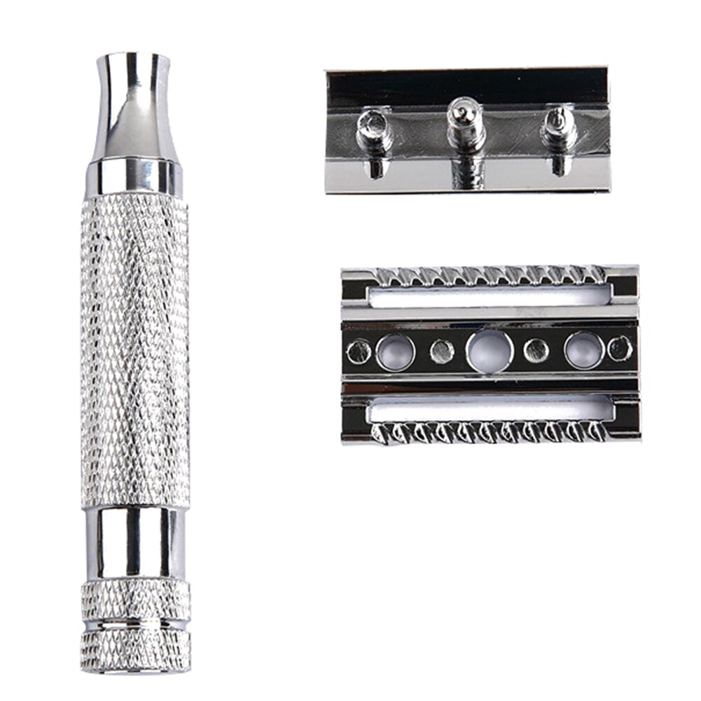 Double Edge Safety Razor with Blades Portable Detachable Mens Shaving Razors Classic Metal Manual Shavers Hair Removal Shaver