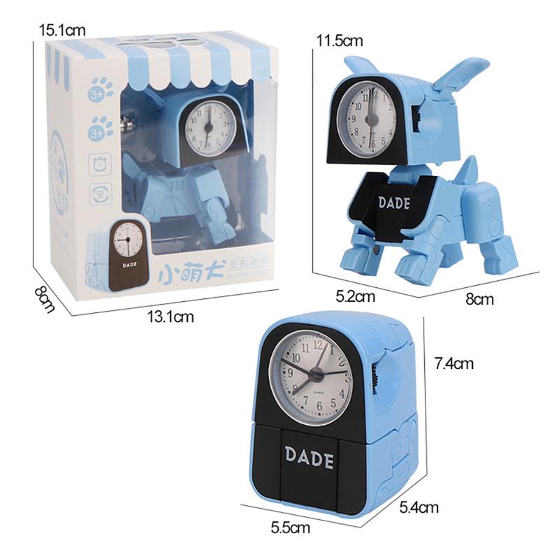 Netter Junge freundlicher Wecker Karikatur Roboter Hund Schreibtisch Uhr Lustige reversibel Spielzeug Schlafzimmer aufwachen hoch Uhr Reise Schreibtisch Nadel uhren