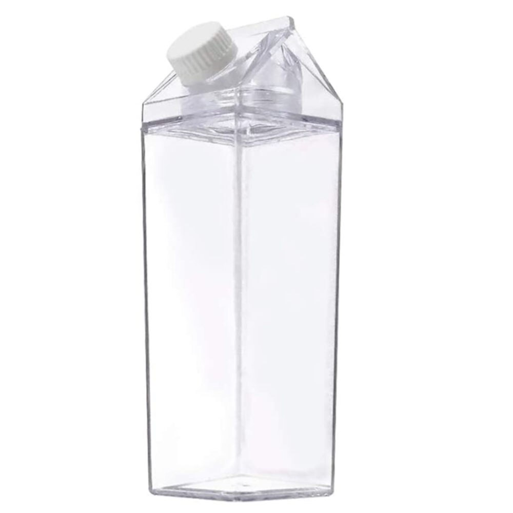Plastic Milk Carton Transparent Portable Milk Carton Water Bottle Square Juice Bottle Drinker For Outdoor Hiking Travel Camping