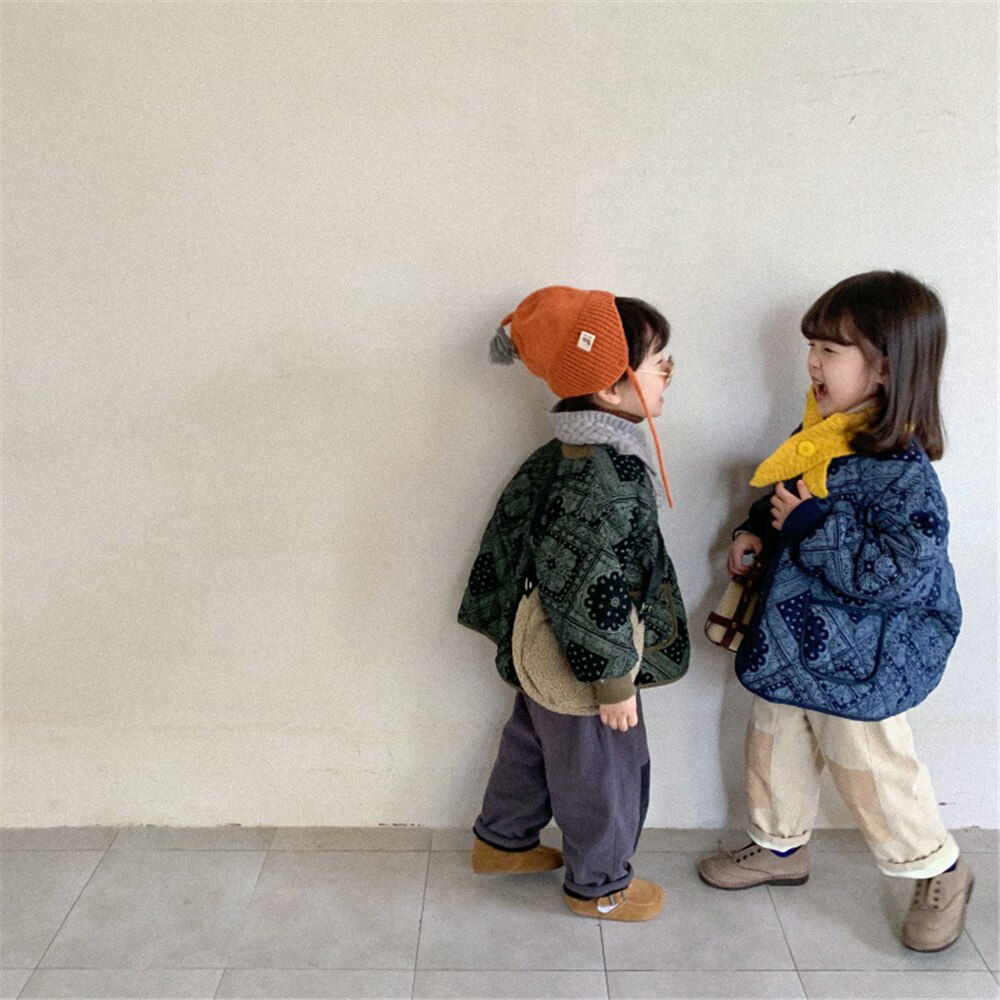 Abrigos acolchados retro de estilo coreano para niños y niñas, chaquetas gruesas y sueltas a la , 1-7 años, Otoño e Invierno