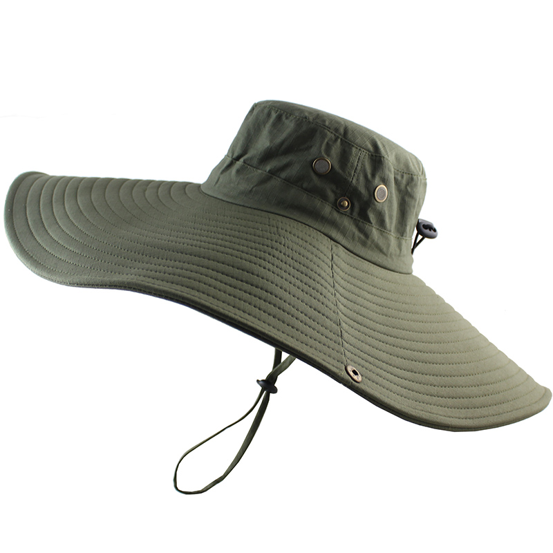 CAMOLAND UV Protection Sun Hat For Men Women 16cm Super Long Wide Brim Bucket Hat Outdoor Breathable Fishing Hiking Boonie Caps: Army Green