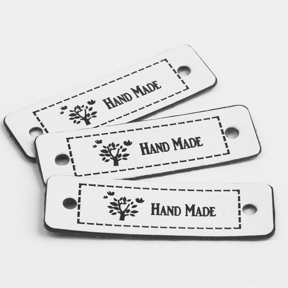 12Stck retro Leben Baum Blätter Englisch Hand gemacht Etiketten NäHenne Auf Kleidung Bekleidung PU Leder Etiketten Stichworte DIY Jeans taschen Schuhe Hütte: 02