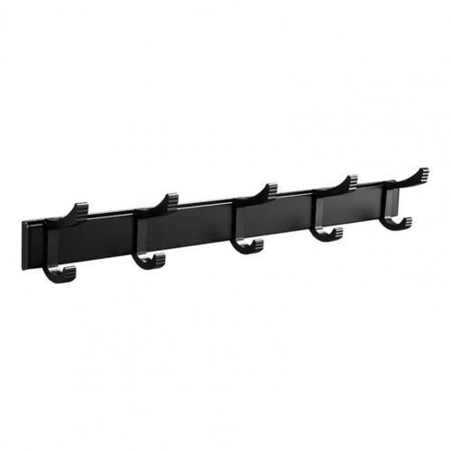 Hook Rack Sturdy Punch-free 2 Colors Coat Rack Hook Cupboard Leave Trace Space Aluminum Durable Portable: Black 3