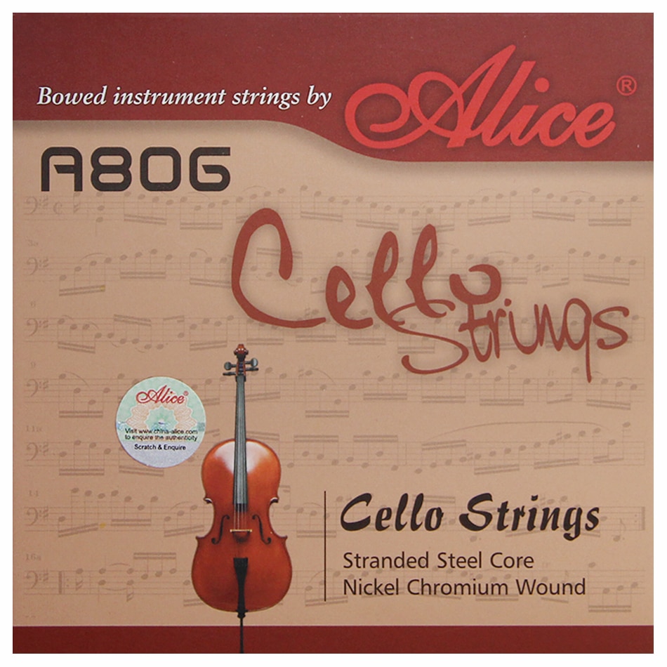 ALICE A806 Algemene Cello Snaren met Stranded Steel Core en Nikkel Chroom Wound/Cello Accessoires