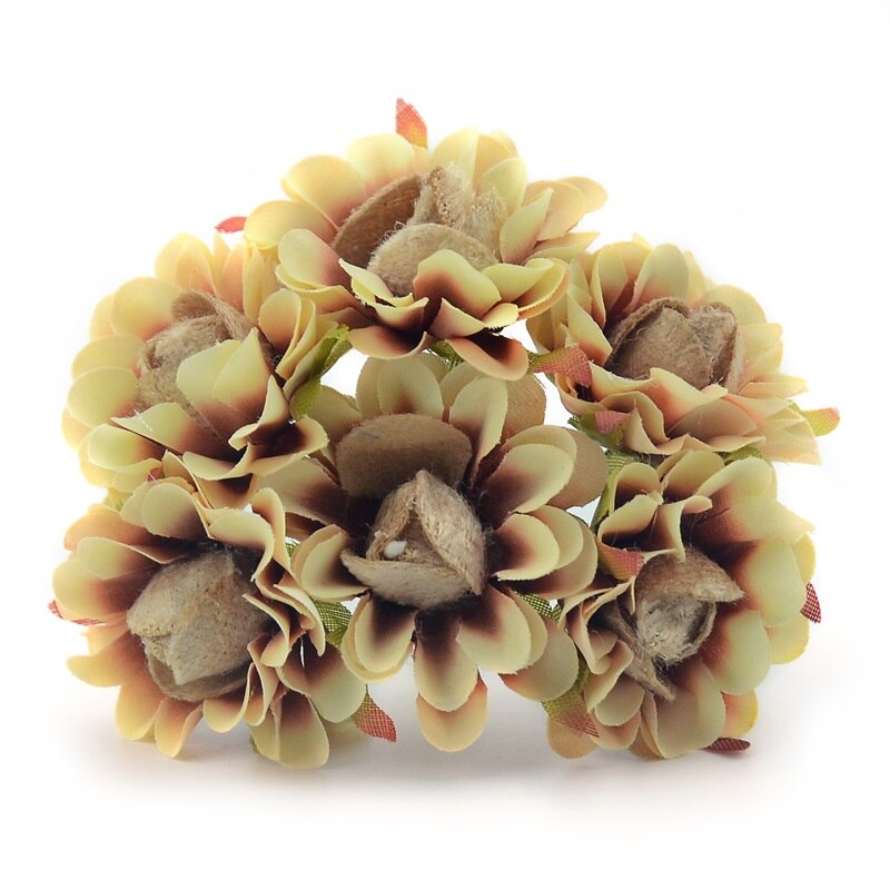 Bouquet de pavot en imitation soie artificielle, 6 pièces, bon marché, décoration de mariage, de noël à domicile, couronne à faire soi-même, application artisanale: coffee