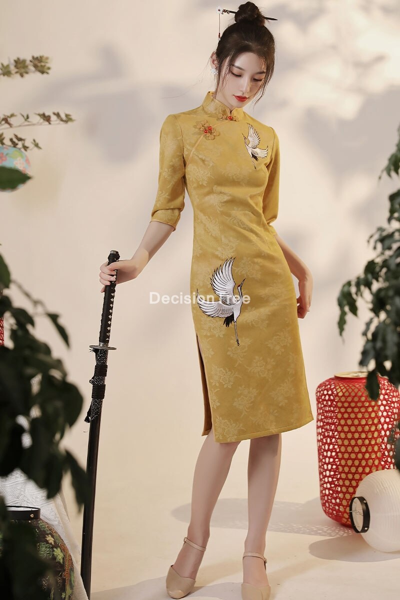 Chinese Trouwjurk Vrouwelijke Cheongsam Chinese Traditionele Kleding Vrouwen Qipao Voor Wedding Party Cheongsam Jurk: S