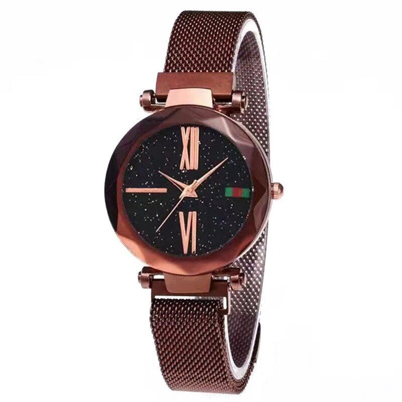 Luxury Rose Gold Women Watches Minimalism Starry sky Magnet Buckle Casual Female Wristwatch Waterproof Roman Numeral