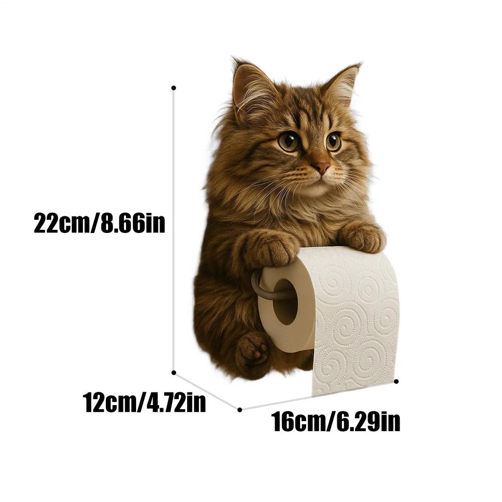 Toiletpapirholder til katte harpiks vægmonteret badeværelse toiletpapirholder køkkenrulleholder sød dispenser værelsesindretning: Hvid
