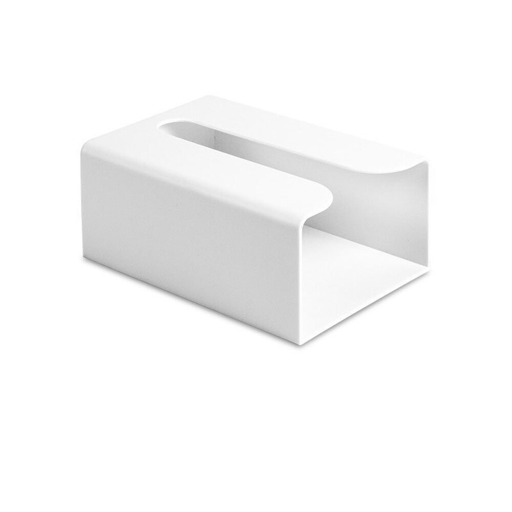 Multifunktionel bordholder til ansigtsservietter servietboks badeværelse vægmonteret tissueboks køkken selvklæbende papirbakke: Hvid