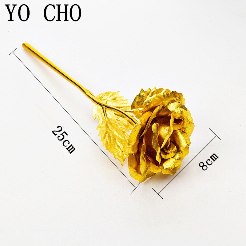 Galaxy Rose Eternal 24K Gold Flower Foil Plastic Artificial Roses Valentines Day Beauty Golden Flowers for Wedding Decor
