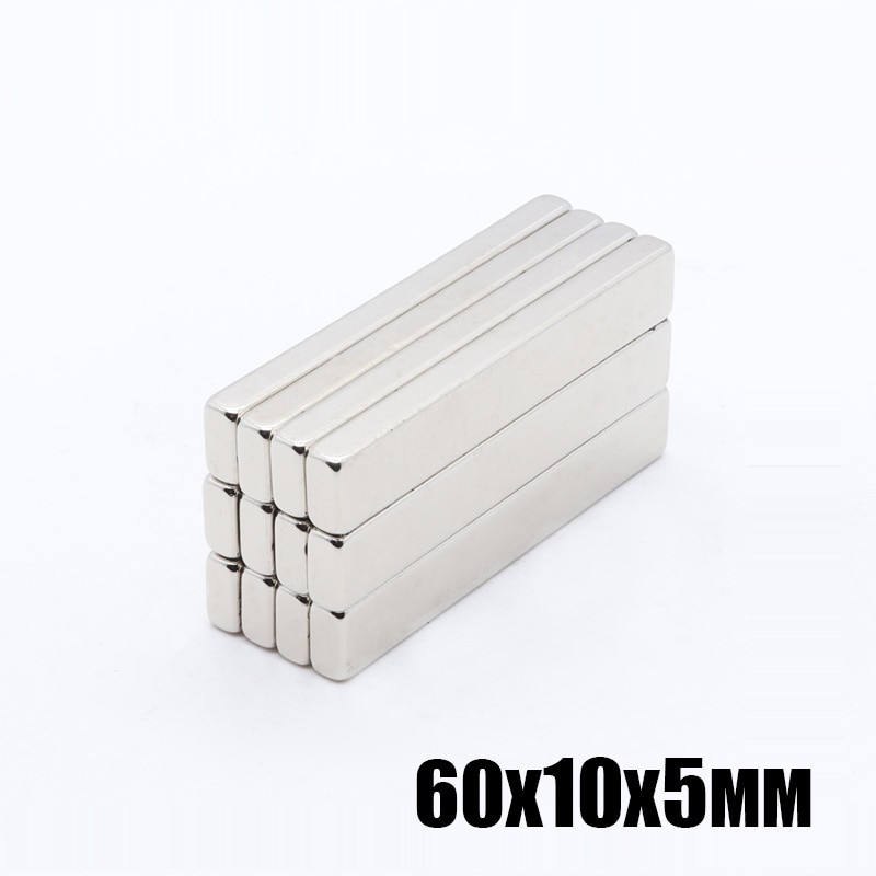 20pcs 60x10x5mm Blok Magneet 60*10*5mm N35 Sterke Vierkante NdFeB zeldzame Aarde magneten Neodymium Magneten 60mm x 10mm x 5mm