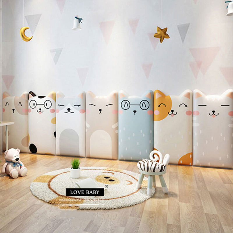 Cat Self-Adhesive Bed Headboards Anti-Collision Tatami Kids Bedroom Decor Stickers Tete De Lit Cabecero Decoration Aesthetic