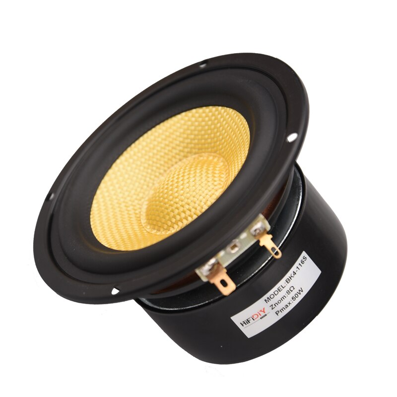 DIYLIVE 4 inch 4.5" Midbass Woofer speaker Unit 4 / 8 OHM 50W Glass fiber vibratory basin Loudspeaker BK BT4 Black /Yellow