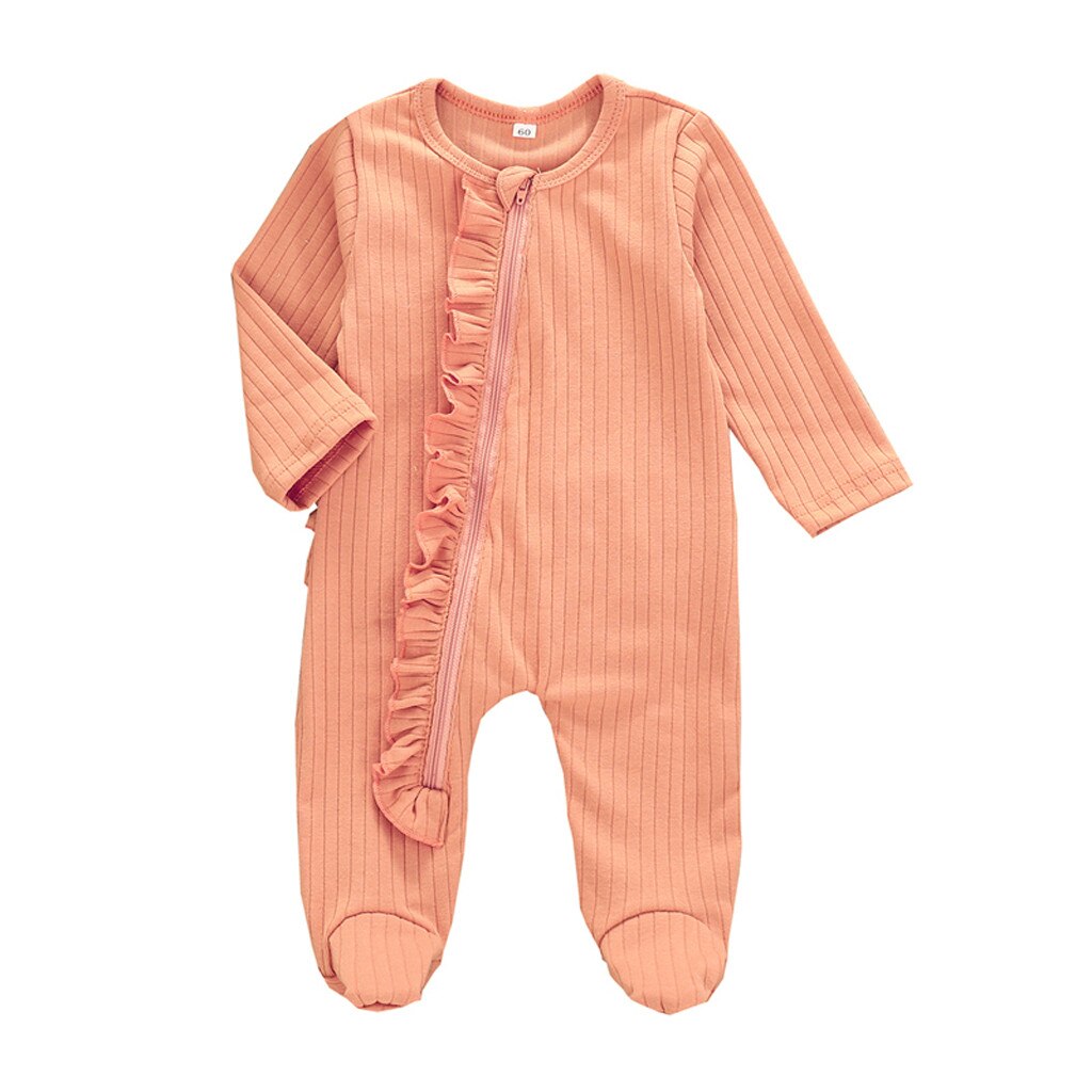 Arloneet roupas do bebê meninos meninas casaco de inverno babados de malha sólida macacão algodão outerwear recém-nascido casaco do bebê outwear: Pink / 3-6 Months