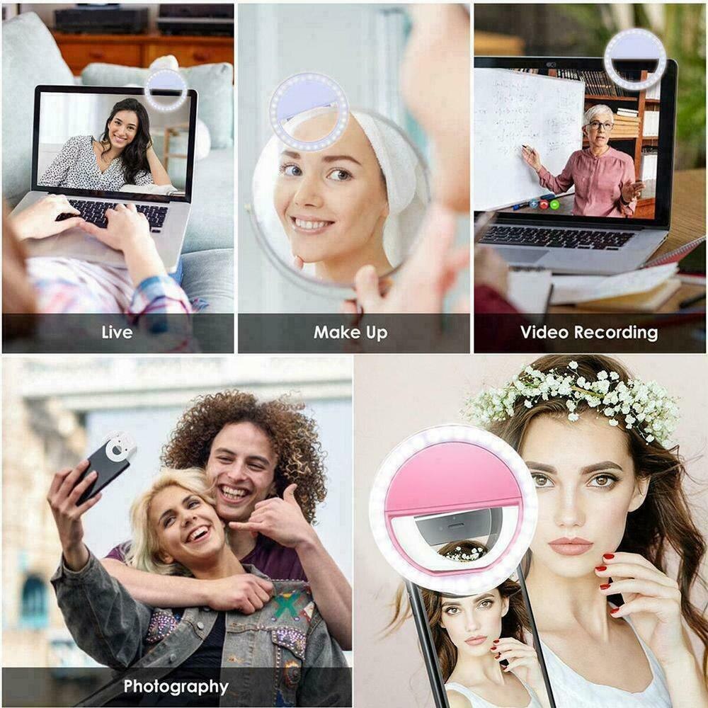 USB Charge Led Selfie Ring Light Mobile Phone Lens LED Selfie Lamp Ring for iPhone for Samsung Xiaomi Phone Selfie Light