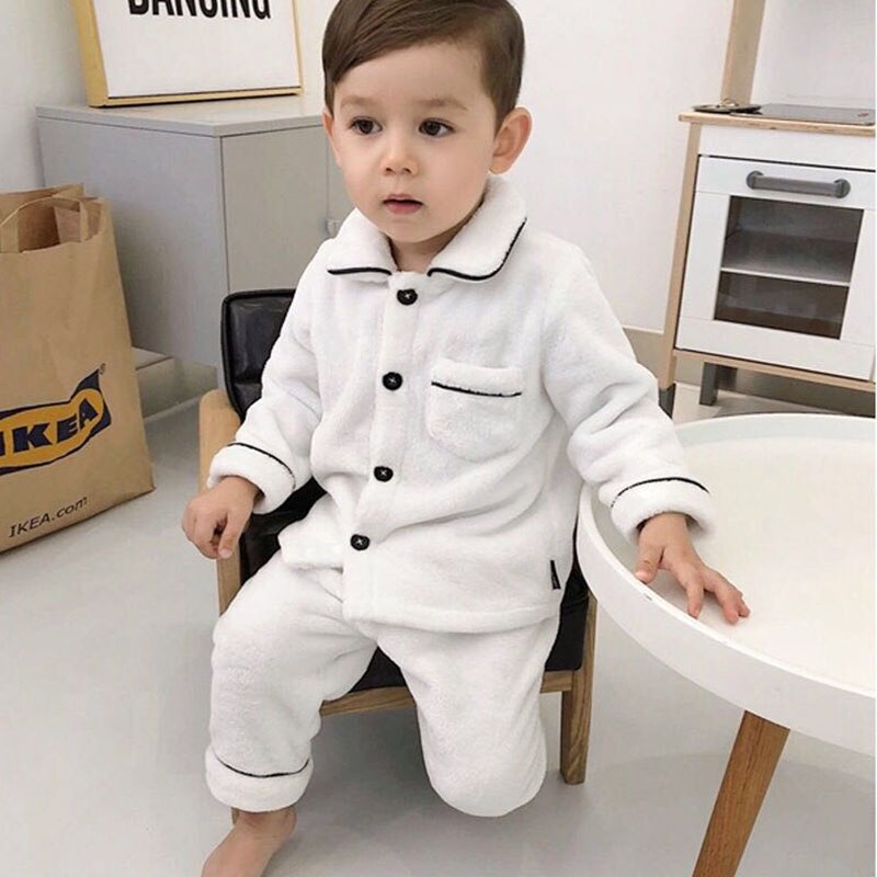 Bebe drenge piger pyjamas jakkesæt flannel børns varm cardigan velour pyjamas børns natkjole nattøj vintertøj sæt