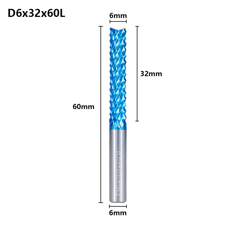XCAN Corn Milling Cutter 6mm Shank Carbide PCB Milling Bit End Mill Nano Blue Coated CNC Router Bits For Engraving Machine: D6x32x60L