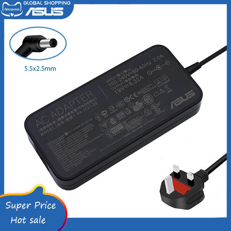PA-1121-28 / PA-1121-04 / ADP120-RH D / ADP-120RH B 19V 6.32A 5.5x2.5mm Chargeur D&#39;ordinateur Portable Pour Asus A550J K550J N550 N550J N550JV