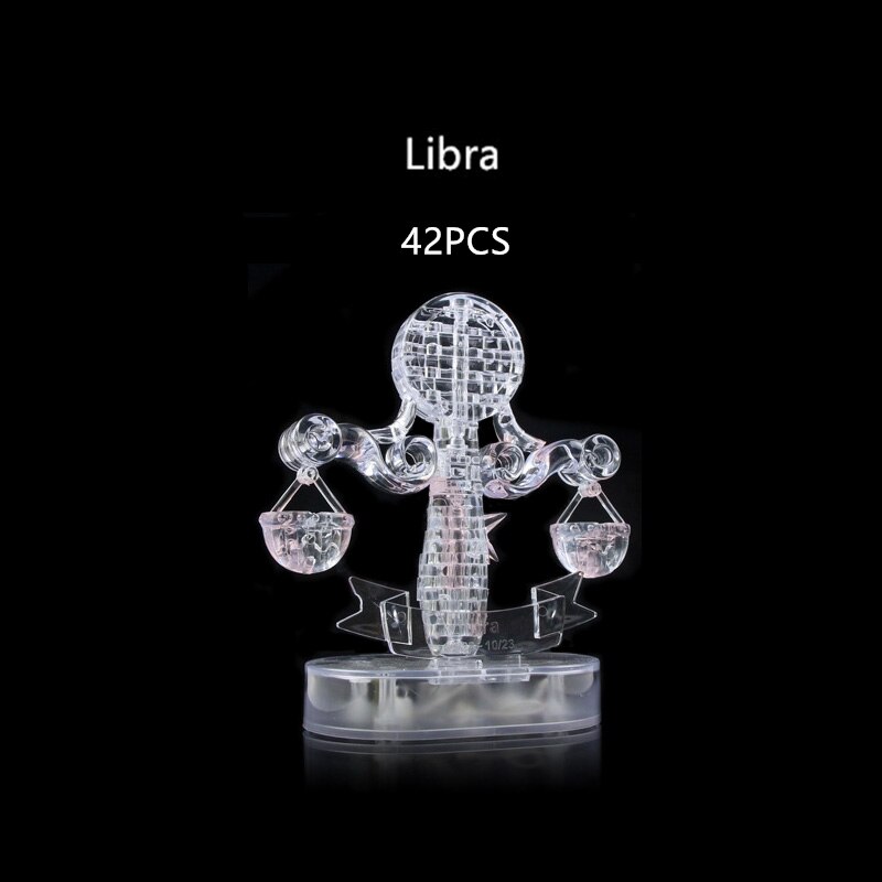 Assembly Horoscope 3D Crystal Puzzle Flashing LED Light Kids 12 Constellations Horoscope Jigsaw Puzzle Toys For Kids: Libra