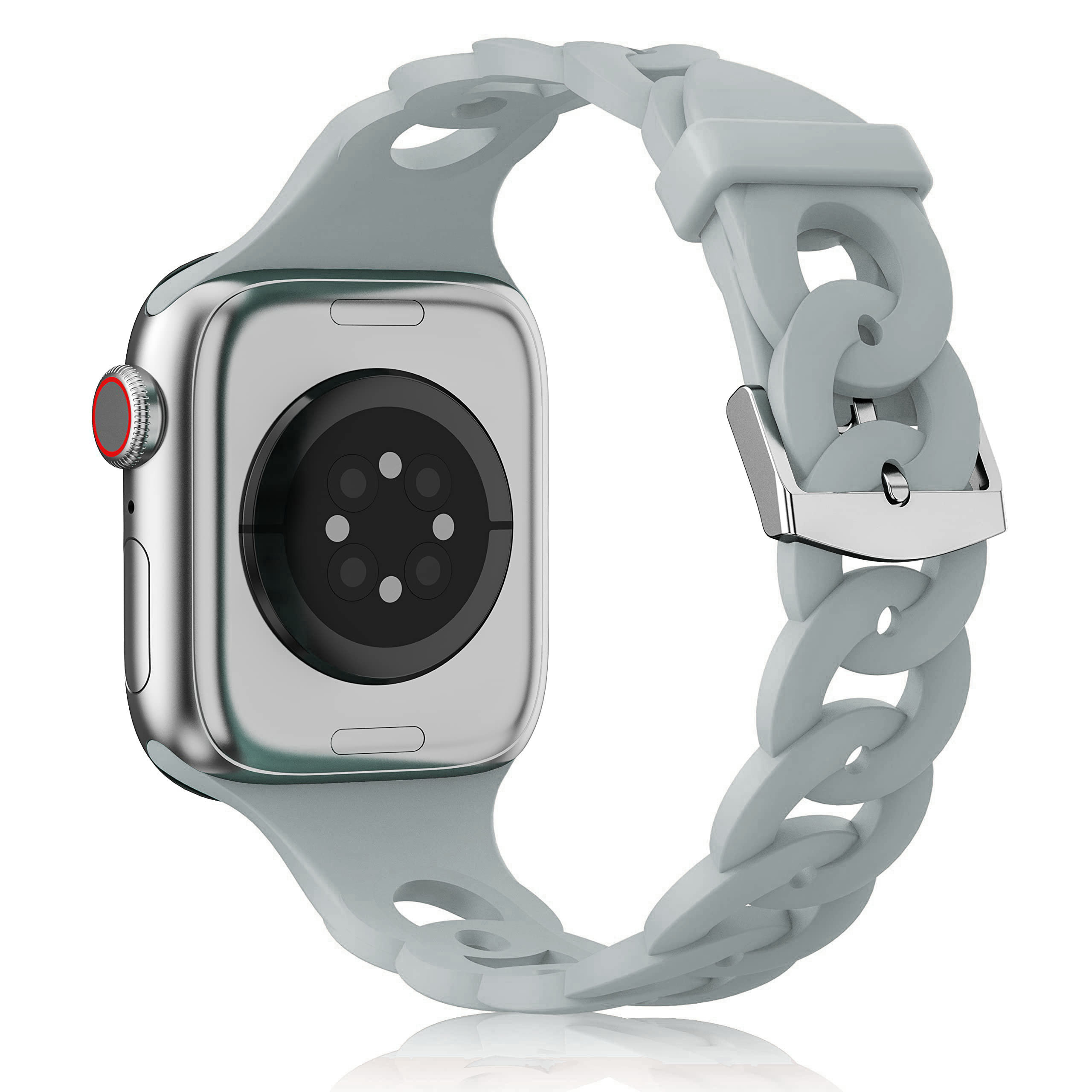 Correa de silicona para Apple watch Ultra 2, banda de 44mm, 40mm, 45mm, 41mm, 42mm, 38mm, 49mm, accesorios para pulsera iWatch series 9, 8, 7, 6, 5, 4 SE: Blanco de la plata / 12 mm