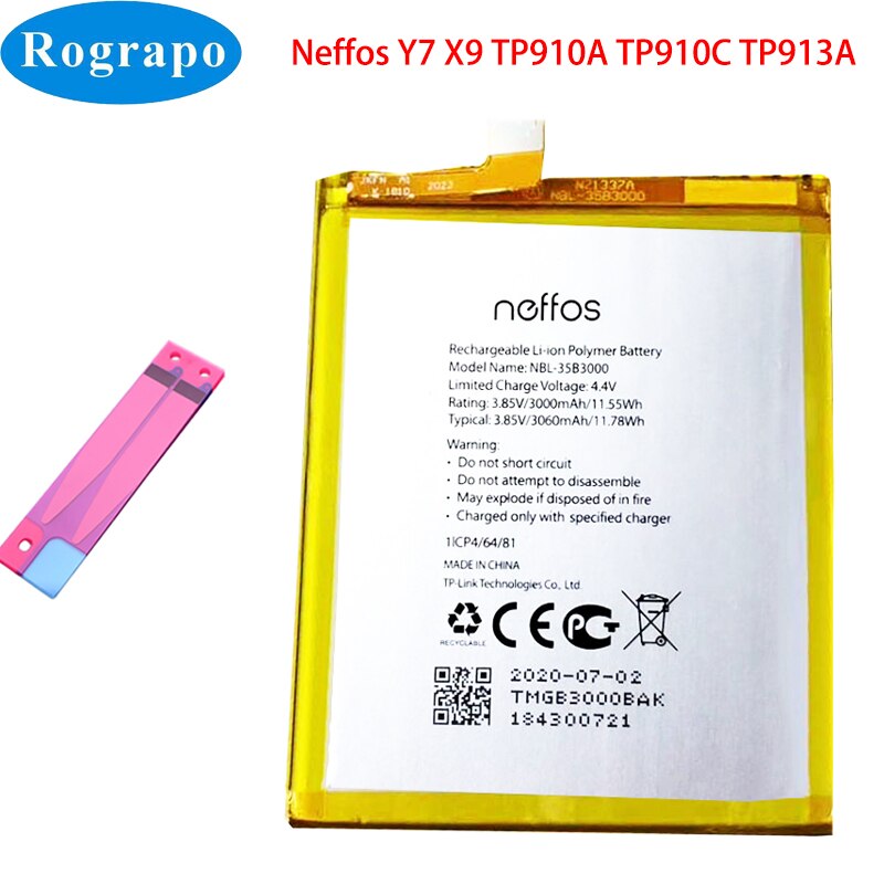 NBL-35B3000 NBL-40A2920 NBL-38A2500 NBL-38A2250 Phone Battery For TP-LINK Neffos X9 C7 Y7 C9 C9A C7S X20 Pro X1 Lite Max C5S: Neffos X9 TP913A