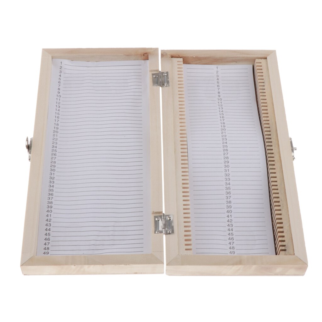 50 Slots Wooden Microscope Glass Slides Case Storage Specimen Holder Box